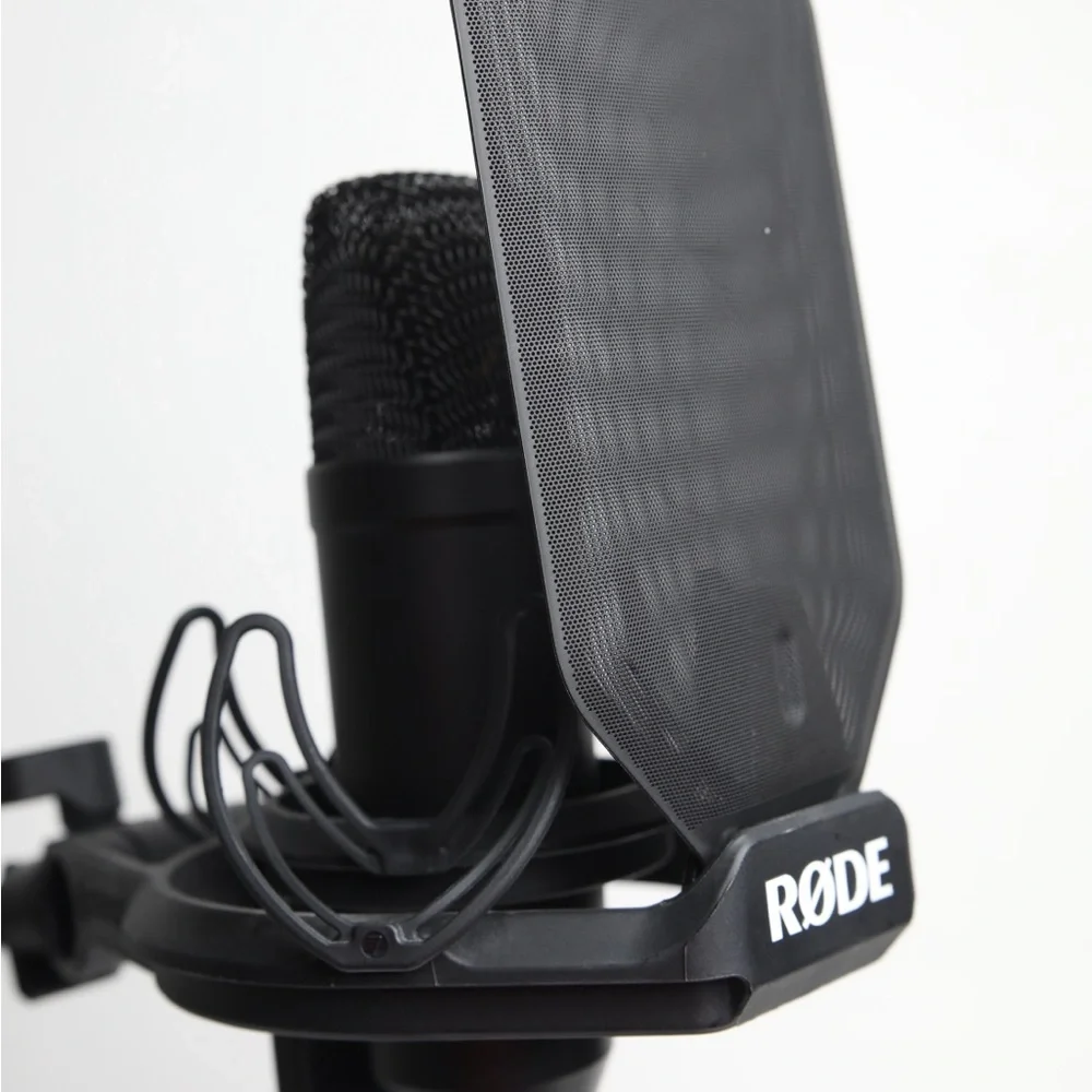 Sleek Black Microphone with Shock Mount